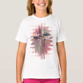 Grunge christelijke woorden kruis t-shirt