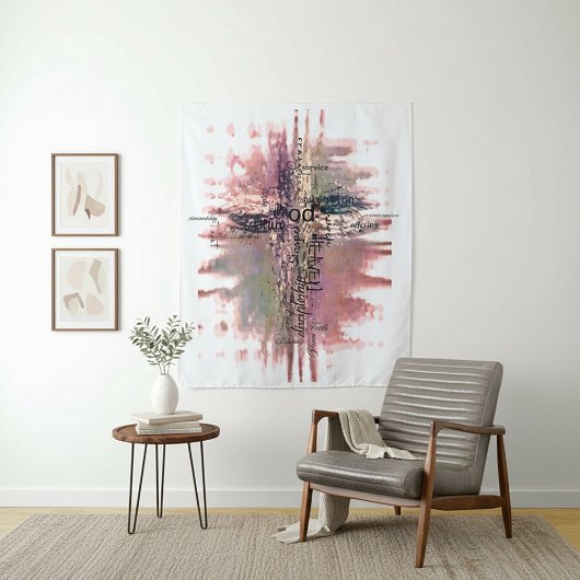 Grunge Christelijke woorden kruisen Wandkleed