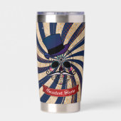 Grunge Circus Sugar Skull Ringmaster Custom Text Geïsoleerde Drinkbeker (Achterkant)