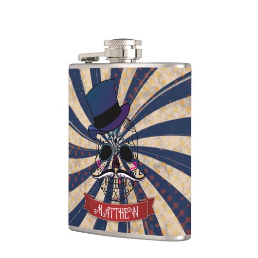 Grunge Circus Sugar Skull Ringmaster Personalised Heupfles (Links)