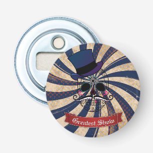 Grunge Circus Suiker Skull Ringmeester Aangepaste Button Flesopener