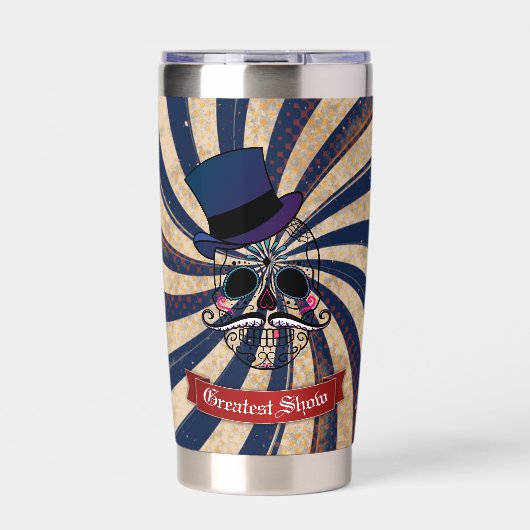 Grunge Circus Suiker Skull Ringmeester Aangepaste Geïsoleerde Drinkbeker (Voorkant)