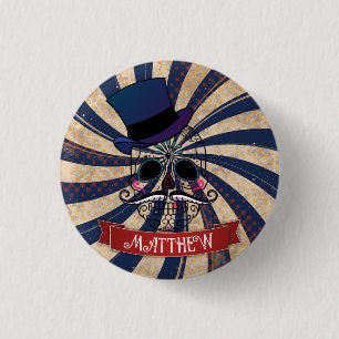 Grunge Circus Suiker Skull Ringmeester Gepersonali Ronde Button 3,2 Cm