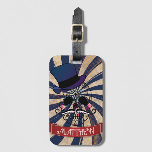 Grunge Circus Suiker Skull Ringmeester Persoonlijk Bagagelabel (Voorkant (verticaal))
