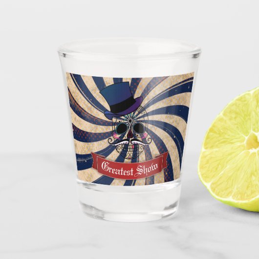 Grunge Circus Suiker Skull Ringmeester Shot Glas (Voorkant)