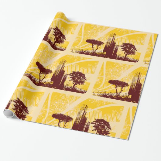 Grunge City Cadeaupapier (Uitgerold)