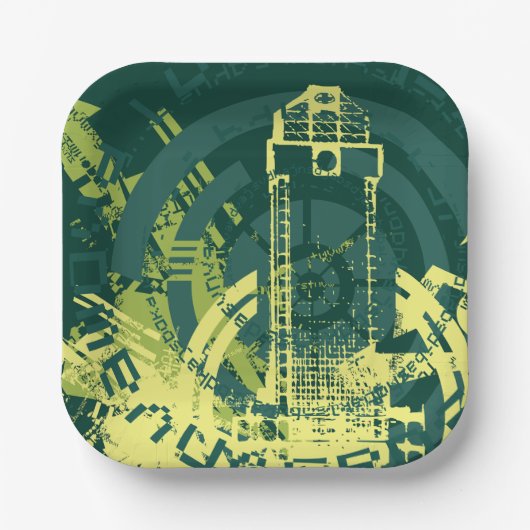 Grunge City Graphic Papieren Bordje (Voorkant)