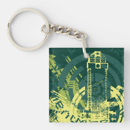 Grunge City Graphic Sleutelhanger (Voorkant)