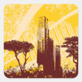 Grunge City Vierkante Sticker (Voorkant)