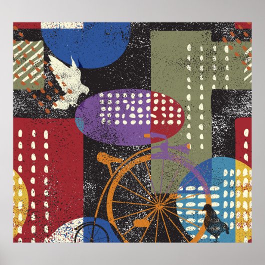 Grunge Cityscape: Naadloze textuur Poster (Voorkant)