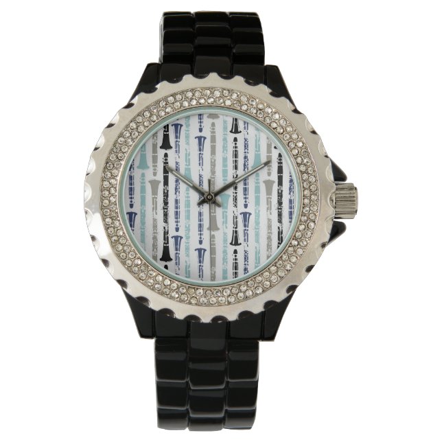 Grunge Clarinets - Blauw en grijs Horloge (Voorkant)
