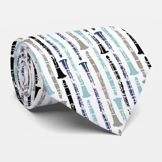 Grunge Clarinets - Blauw en grijs Stropdas (Opgerold)