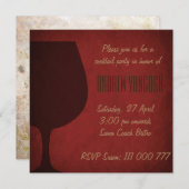 Grunge Cocktail Glass Party Invitation Red Kaart (Voorkant / Achterkant)