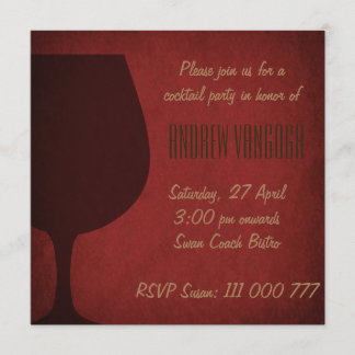 Grunge Cocktail Glass Party Invitation Red Kaart