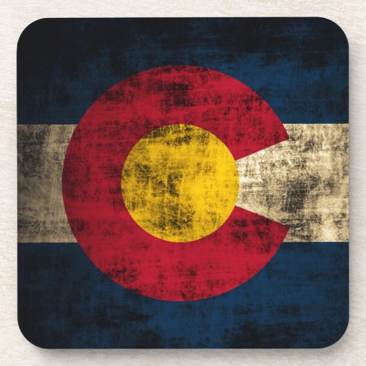 Grunge Colorado Flag Drankjes Onderzetter (Voorkant)