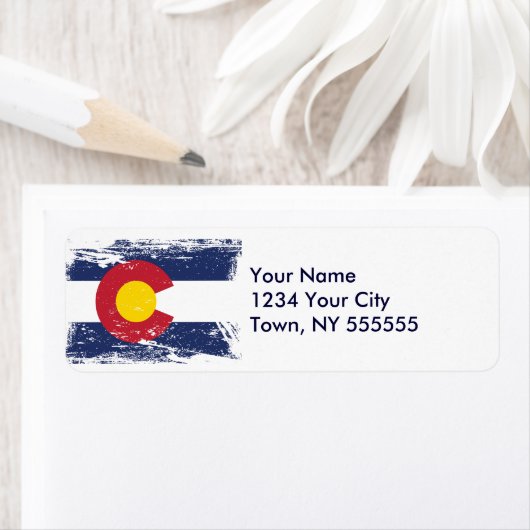 Grunge Colorado Flag Etiket (Insitu)