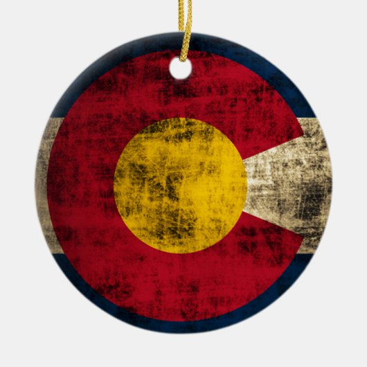 Grunge Colorado Flag Keramisch Ornament (Voorkant)