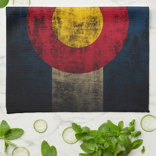 Grunge Colorado Flag Theedoek (Gevouwen)