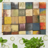 Grunge Colorful Painful Squares Design Theedoek (Gevouwen)