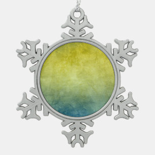 Grunge Colors - Yellow & Blue Tin Sneeuwvlok Ornament
