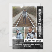 Grunge Concrete 3 Photo Boys Afstuderen Kaart (Voorkant)