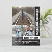 Grunge Concrete 3 Photo Boys Afstuderen Kaart (Staand voorkant)