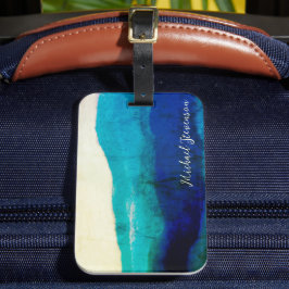 Grunge Cool Signature Turquoise and Ocean Blue Zee Bagagelabel