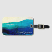 Grunge Cool Signature Turquoise and Ocean Blue Zee Bagagelabel (Voorkant (horizontaal))