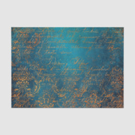 Grunge Copper Patina en Turquoise Calligraphy Tissuepapier