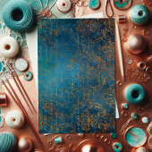 Grunge Copper Patina en Turquoise Calligraphy Tissuepapier