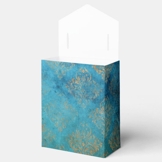 Grunge Copper Patina en Turquoise Damask Bedankdoosjes (Geopend)