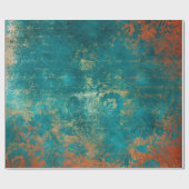 Grunge Copper Patina en Turquoise Damask Cadeaupapier (Vlak)