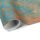 Grunge Copper Patina en Turquoise Damask Cadeaupapier (Rol Hoek)