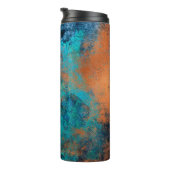 Grunge Copper Patina en Turquoise Distress Thermosbeker (Geroteerd rechts)