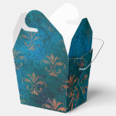 Grunge Copper Patina en Turquoise Fleur de Lis Bedankdoosjes (Geopend)