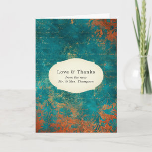 Grunge Copper Patina en Turquoise Hartelijk dank Bedankkaart