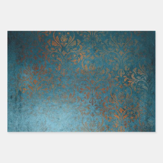 Grunge Copper Patina en Turquoise Inpakpapier Vel (Voorkant 2)