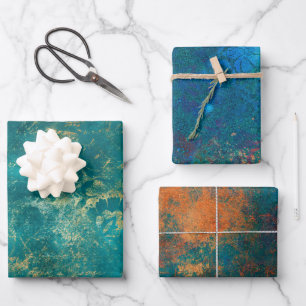 Grunge Copper Patina en Turquoise Inpakpapier Vel