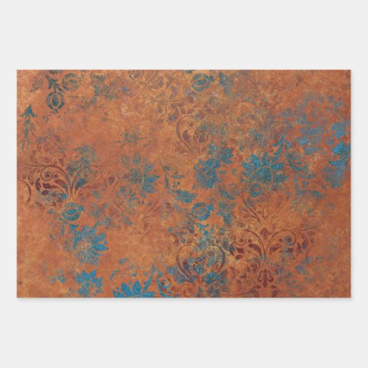 Grunge Copper Patina en Turquoise Inpakpapier Vel (Voorkant 3)