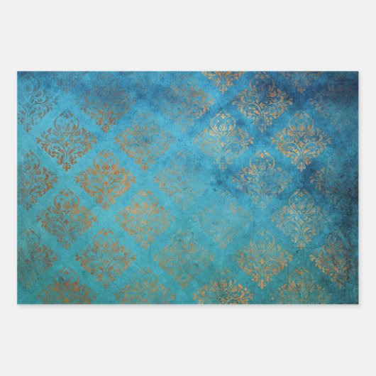 Grunge Copper Patina en Turquoise Inpakpapier Vel (Voorkant 2)