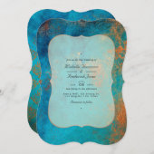 Grunge Copper Patina en Turquoise QR Code Wedding Kaart (Voorkant / Achterkant)