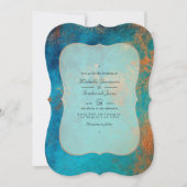 Grunge Copper Patina en Turquoise QR Code Wedding Kaart (Voorkant)