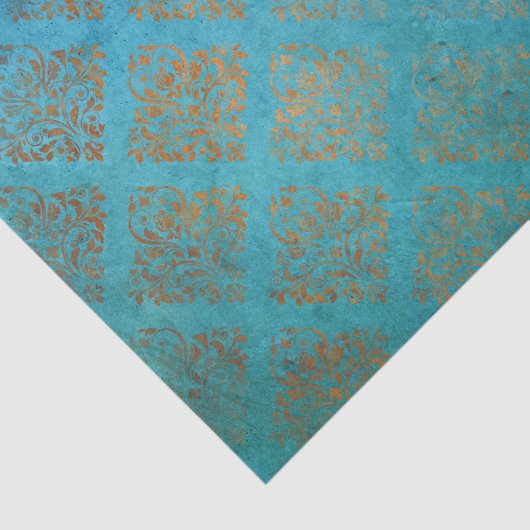Grunge Copper Patina en Turquoise Verdigris Tissuepapier (Detail)
