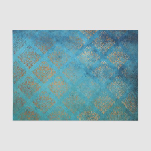 Grunge Copper Patina en Turquoise Verdigris Tissuepapier (Voorkant)