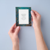 Grunge Copper Patina en Turquoise Wedding Invite Flyer (Hand)