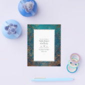 Grunge Copper Patina en Turquoise Wedding Invite Flyer (Enkel)
