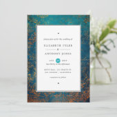Grunge Copper Patina en Turquoise Wedding Kaart (Staand voorkant)