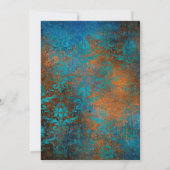 Grunge Copper Patina en Turquoise Wedding Kaart (Achterkant)