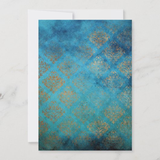 Grunge Copper Patina en Turquoise Wedding Update Kaart (Achterkant)