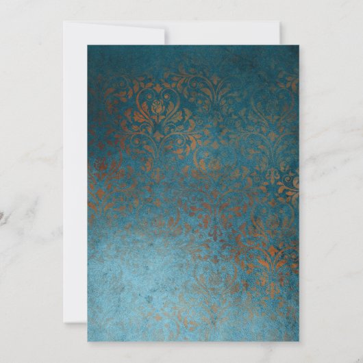 Grunge Copper Patina & Turquoise Virtual Wedding Aankondiging (Achterkant)